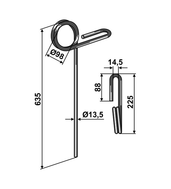 Palec zagarniający 13,5mm