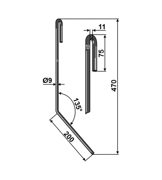 Palec zagarniający 9mm, prawy