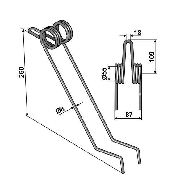 Palec zagarniający 8mm