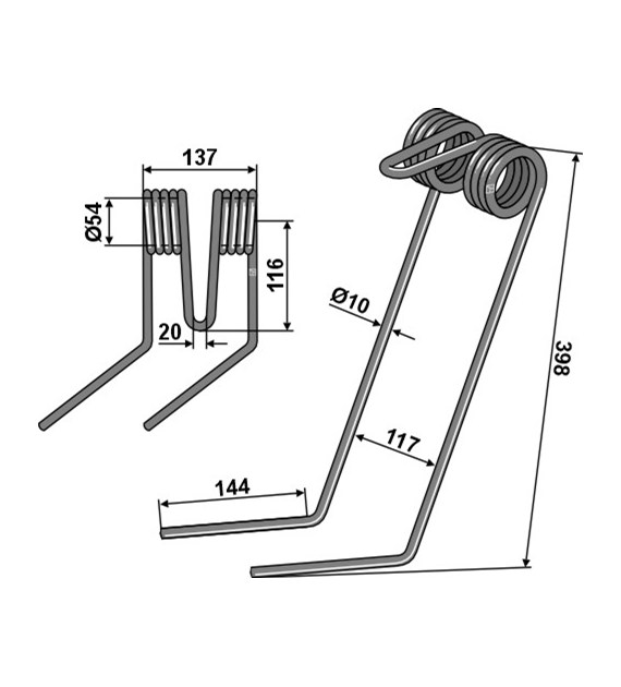Palec zagarniający 10mm, lewy