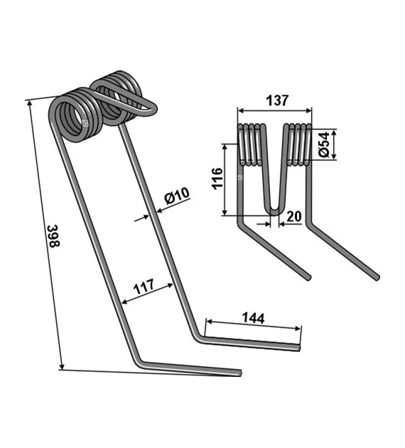 Palec zagarniający 10mm, prawy