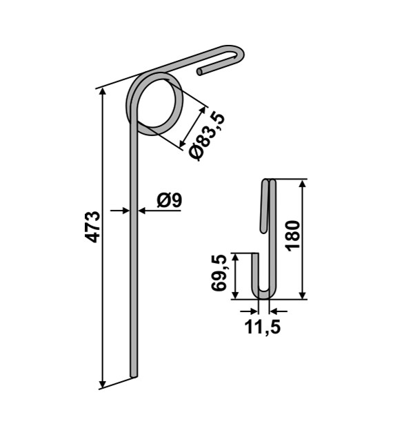 Palec zagarniający 9mm