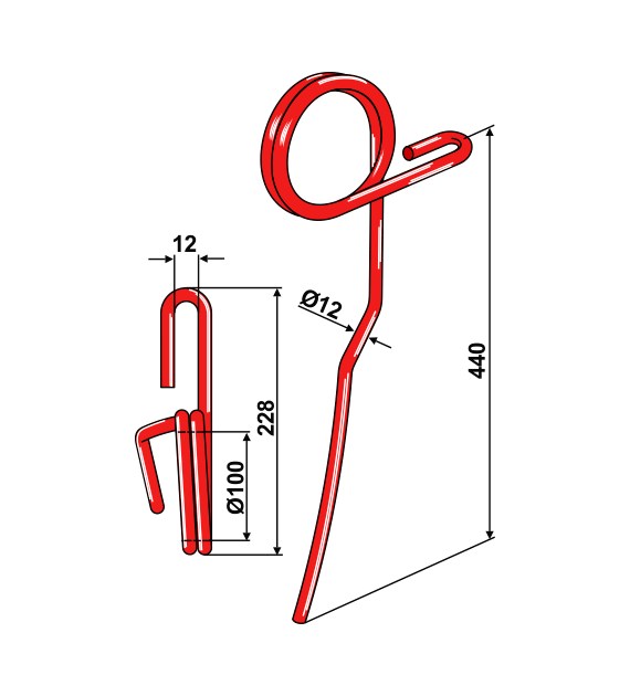 Palec zagarniający 12mm - lewy