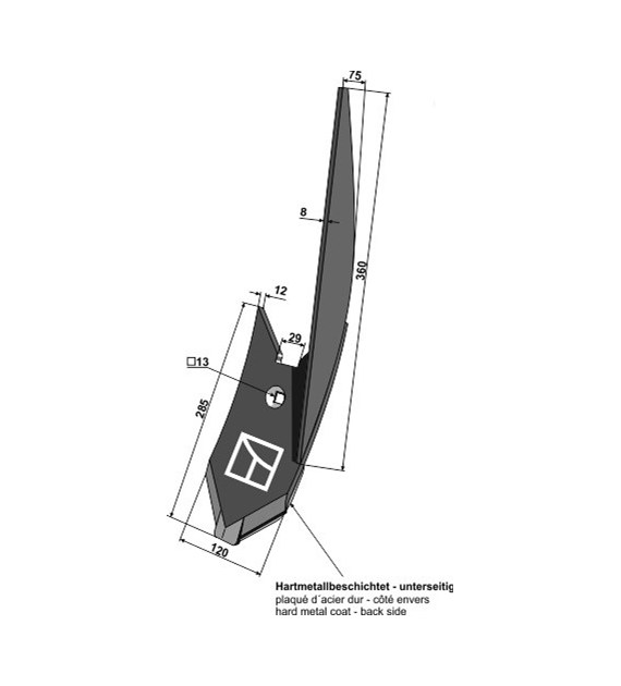 Dziób zęba - brzegowy - prawy - napawana stopem tw