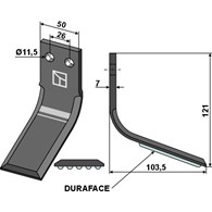 Nóż glebogryzarki DURAFACE 121x50mm