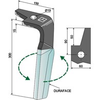 Ząb brony aktywnej (DURAFACE) 300mm, lewy