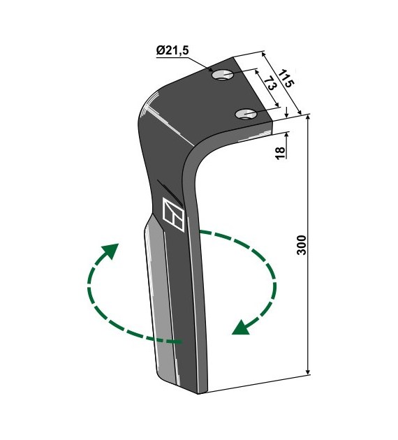 Ząb brony aktywnej prawy