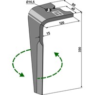 Ząb brony aktywnej, 330mm, lewy